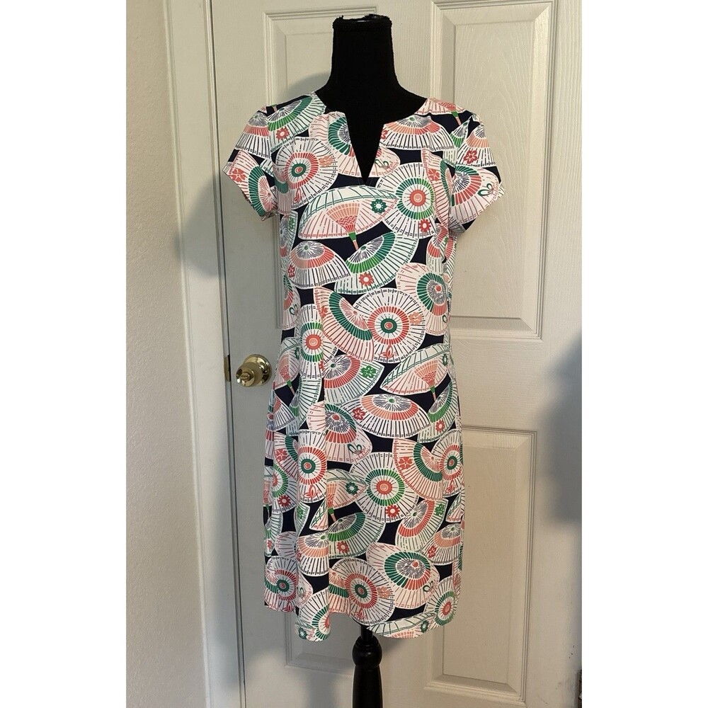 Melly M Dress Sz M Short Sleeve Catalina Cloth Stretch. Oriental Bright Umbrella